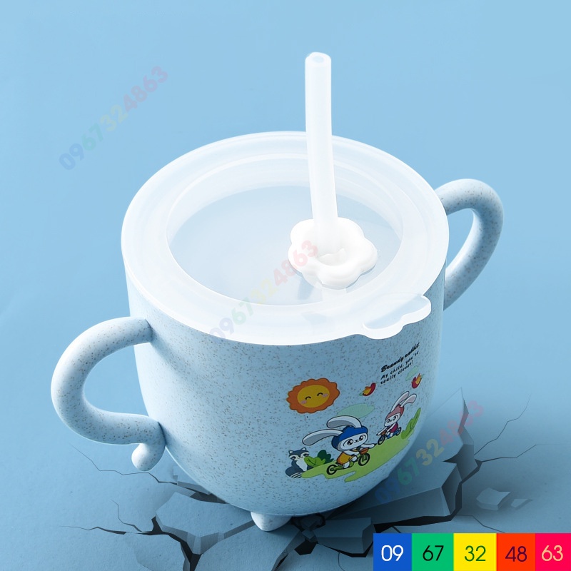 Cốc uống nước lúa mạch KÈM ỐNG HÚT cho bé