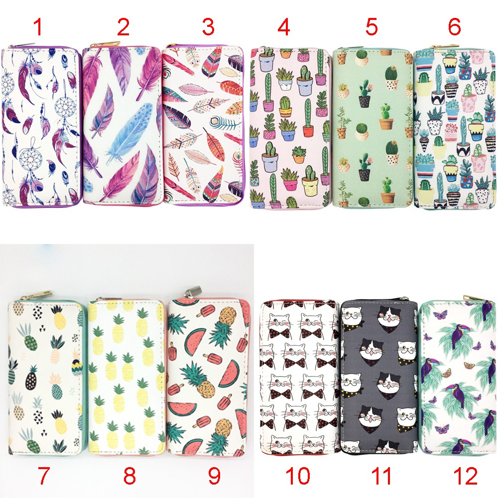 [XẢ KHO] Bóp Ví Dài Cầm Tay Nữ Hoạt Tiết Hoạt Hình Chậu Cây Xương Rồng Xinh Xắn ! _ Link 9