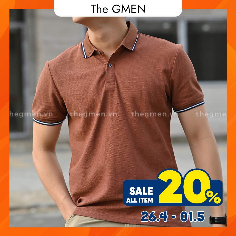 Áo Polo nam The GMEN Active Polo Shirt bề mặt dệt hạt gao, 100% cotton, chuẩn form