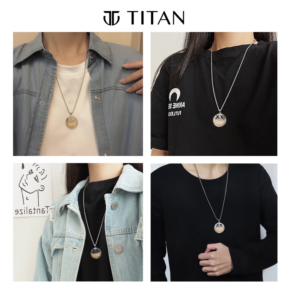 Dây chuyền nam nữ Bboy mặt cười, vòng cổ Grillz thời trang unisex màu bạc phong cách hiphop cá tính chất ngầu Titan Shop