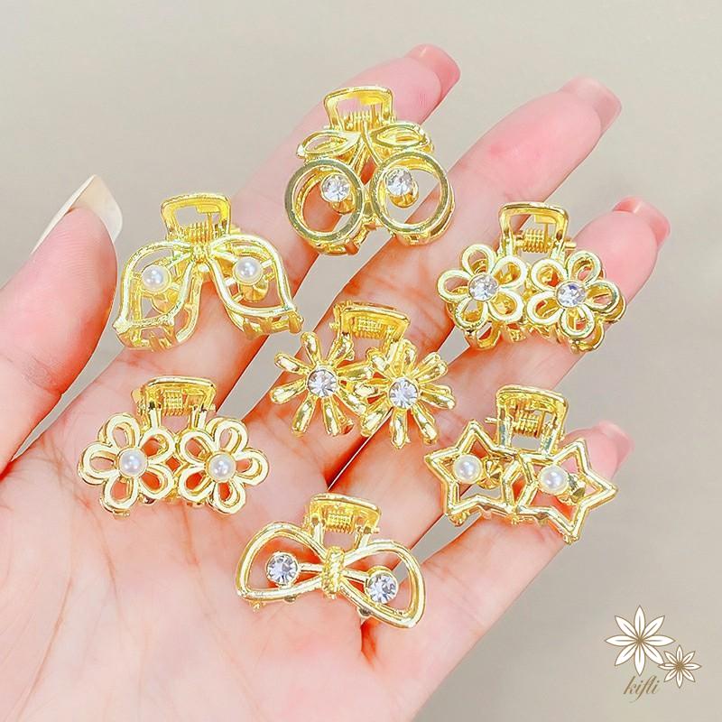 【kifli】Kẹp Tóc Kim Loại Nhỏ Đính Đá &amp; Ngọc Trai Cho Nữ