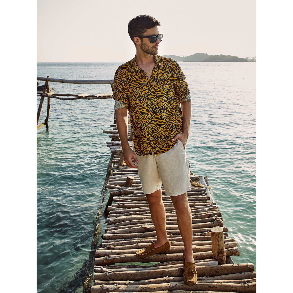 Áo sơ mi nam dài tay ARISTINO tà lượn, dáng Casual fit, thiết kế họa tiết in tràn thân năng động, lịch lãm - ALSM1309