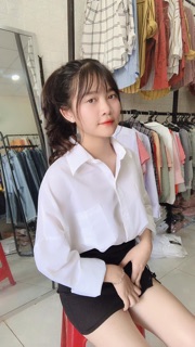 Sơ Mi Trắng KATE Tay Dài 1 Túi💧
