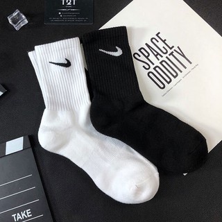 Tất Vớ Nike Cổ Cao Dệt Kim Nam Nữ Hàn Quốc Thể Thao , Vớ Cổ Cao Nam Nữ Thể Thao Hai Màu Đen Trắng