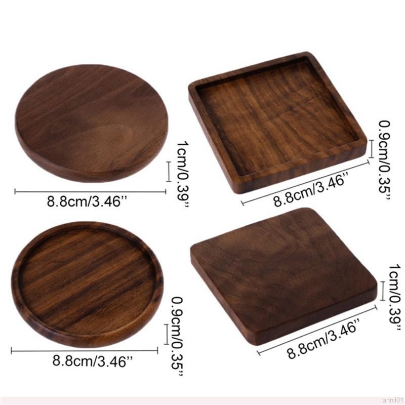 Drink Mat Walnut Wood Coaster Placemats Decor Tea Coffee Cup Pad 1 Pc Durable Square Round Home Table Bowl Teapot