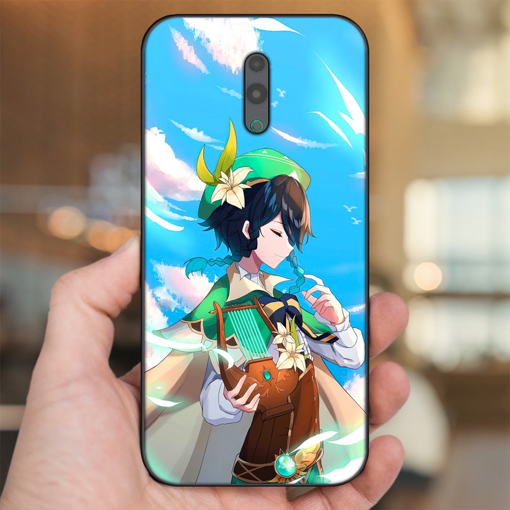 Ốp lưng Oppo Reno viền đen in hình Venti Genshin Impact