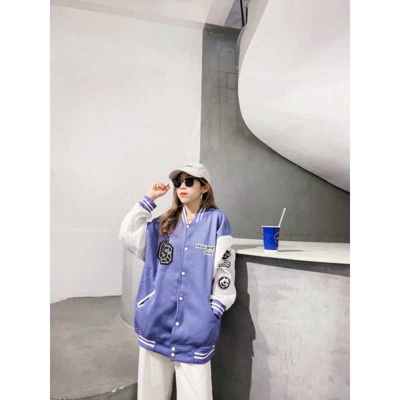 ÁO KHOÁC BOMBER BÓNG CHÀY SỌC THÊU LOGO STICKER KÈM ẢNH THẬT | BigBuy360 - bigbuy360.vn