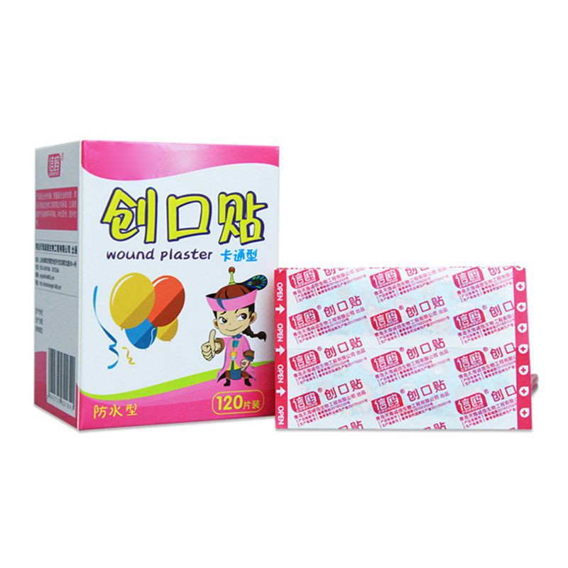 [Hàng mới về] Hộp 120 miếng băng cá nhân mini thoáng khí chống nước họa tiết hoạt hình dễ thương cho bé