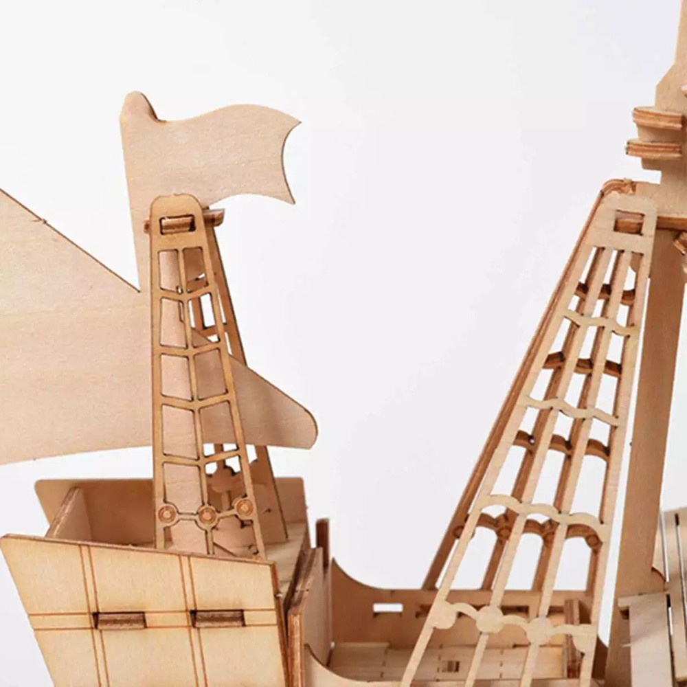 Đồ chơi lắp ráp mô hình xe cổ /tàu lửa /thuyền / máy bay 3D làm từ gỗ DIY vui nhộn cho bé