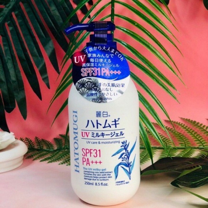 Sữa Dưỡng Thể Chống Nắng, Dưỡng Ẩm Reihaku Hatomugi UV Milky Gel SPF31 PA+++ (250ml)
