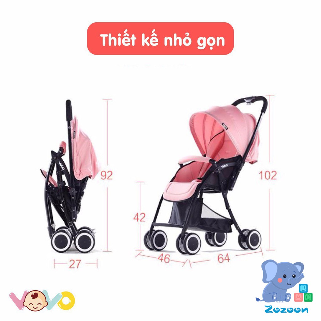 Xe đẩy hai chiều 3 tư thế VOVO bản mới nhất 2021 - Hàng chính hãng BH 12 tháng