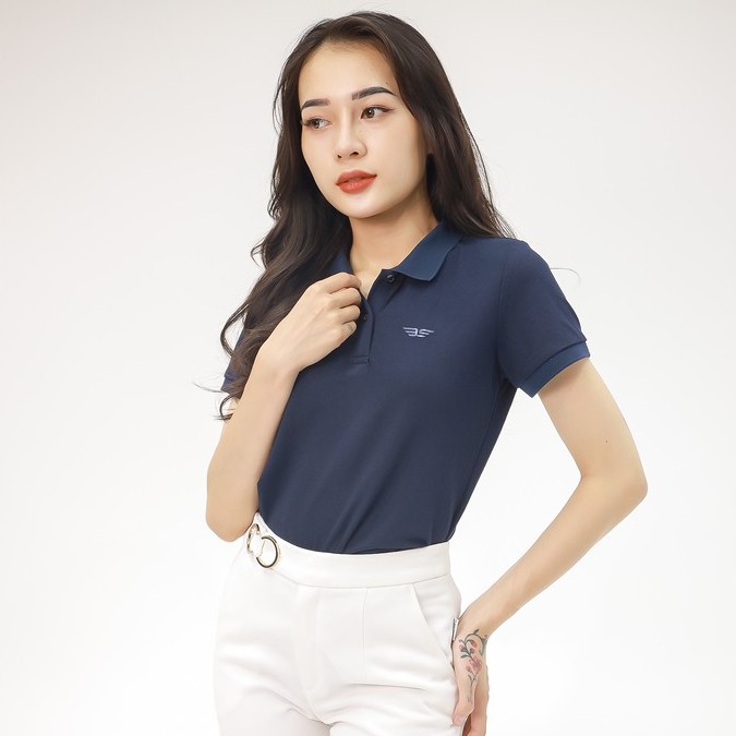 Áo Polo nữ cổ bẻ phối UCO vải cotton cá sấu cao cấp, dáng đẹp, thêu họa tiết màu trắng, xanh, navy ATS0497 - 𝗘𝗠𝗦𝗣𝗢