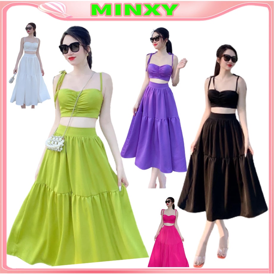 Sét chân váy thô áo 2s maxi đi biên siêu xinh cho chị em mình sống ảo-Minxy shop