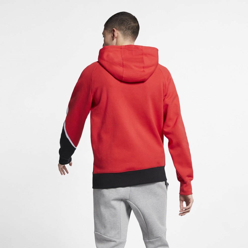 Áo Khoác Nỉ Hoodie Nam Nữ Chính Hãng NIKE HBR BIG SWOOSH HOODIE - Màu Đỏ Phối Đen