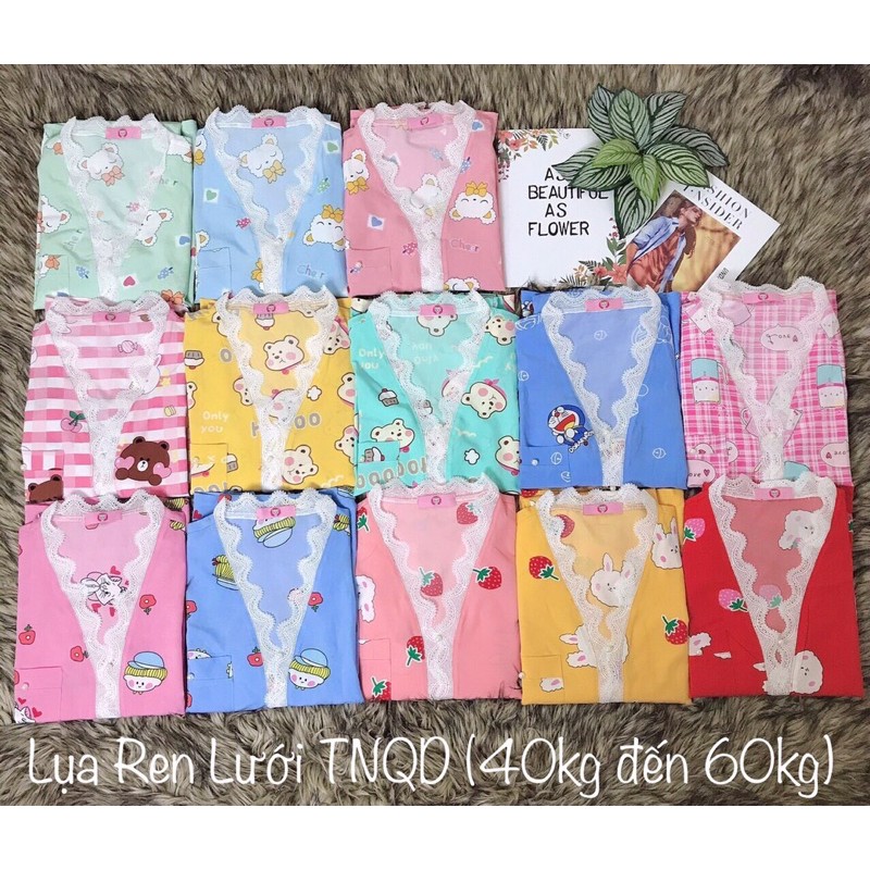 Đồ Bộ Pijama Lụa Ren Lưới TNQD.