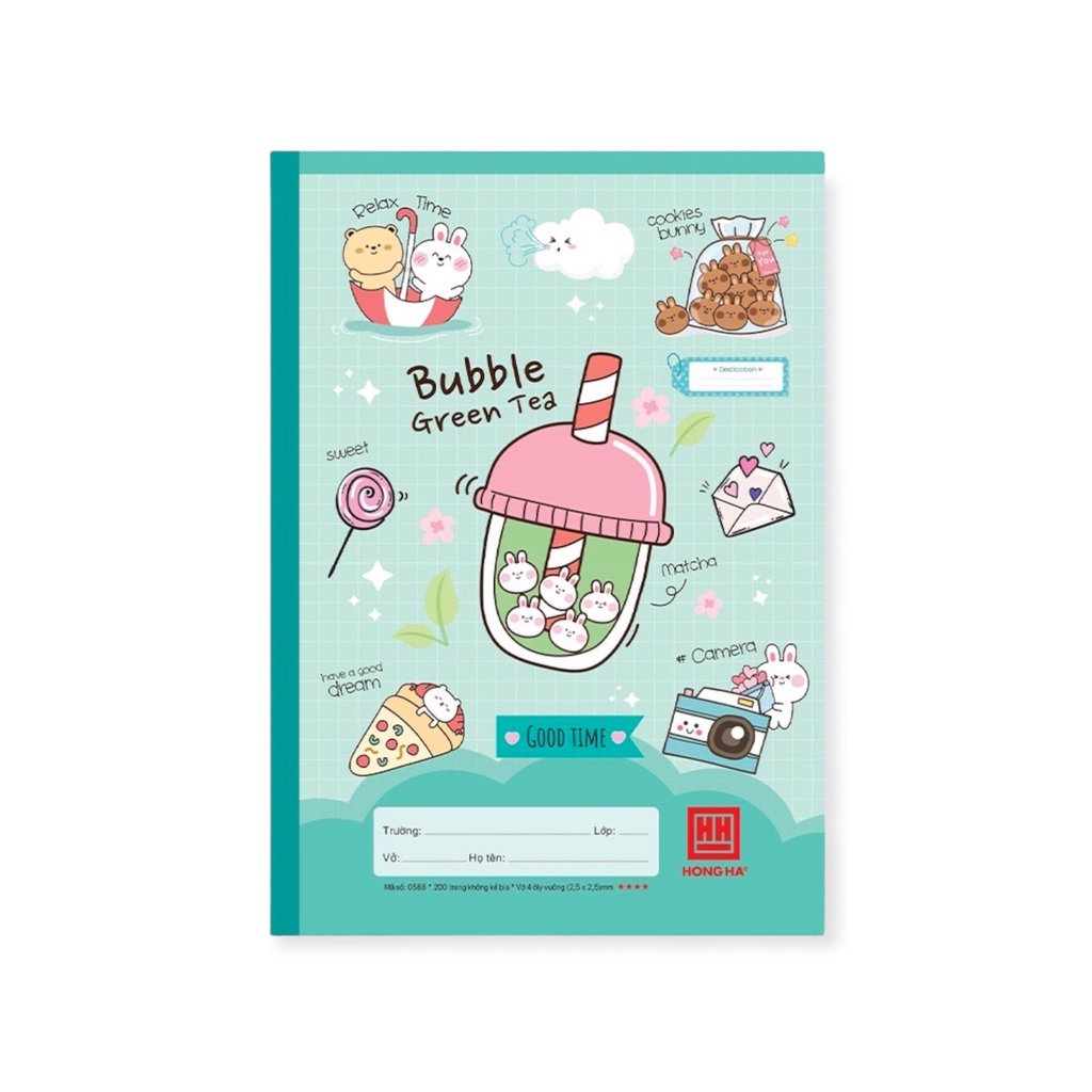 [KÈM QUÀ TẶNG] Vở 4 ô ly Hồng Hà 200 trang School Good Time 0588 - TẶNG BÚT CHÌ GỖ