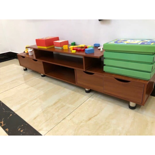 Kệ tivi gỗ MDF phủ melamin (1,18-1,96m)*30cm*35cm (Màu Cánh Gián)