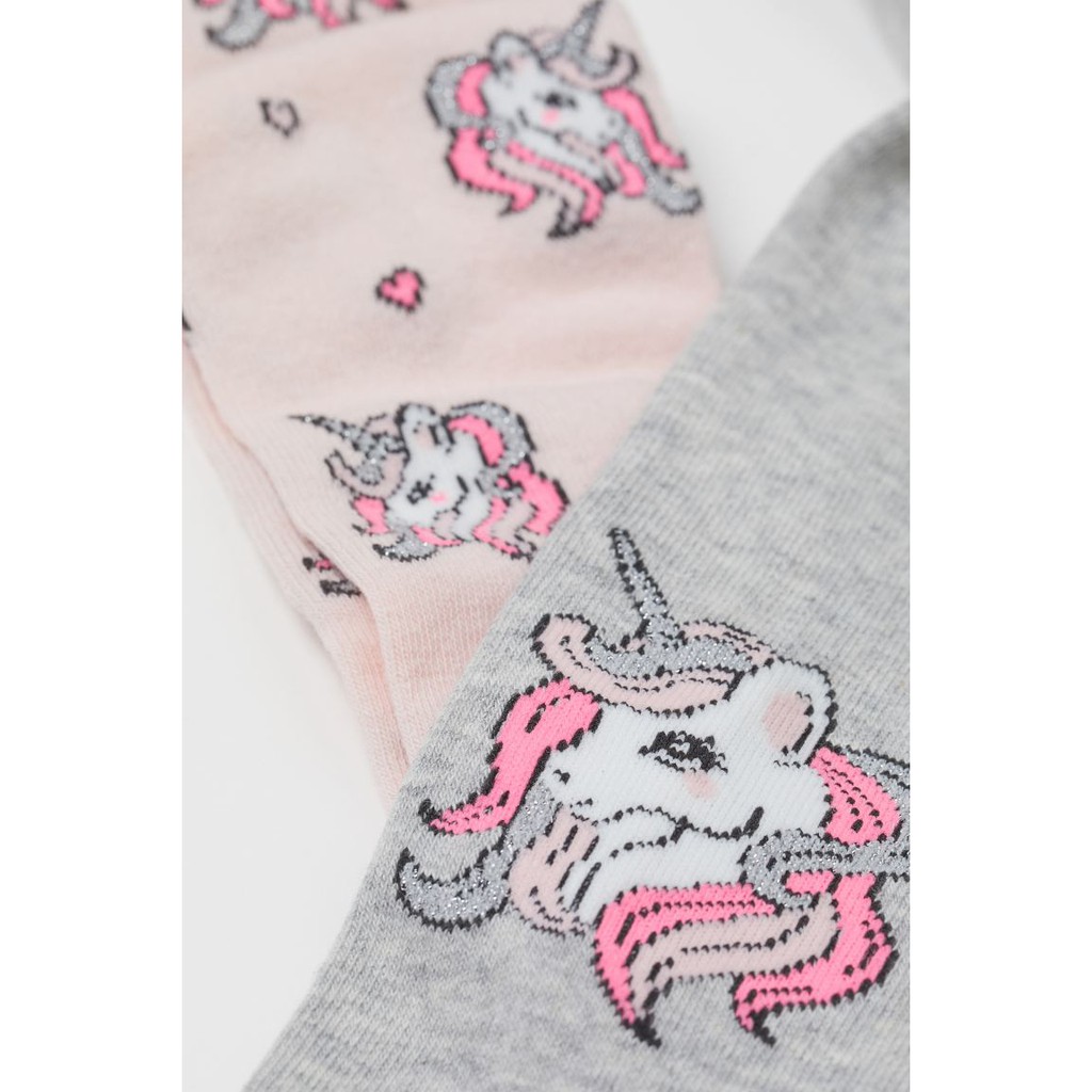 SALE_Set 2 quần tất xám hồng unicorn HM H&amp;M sz 1.5-2y_hàng chính hãng authentic