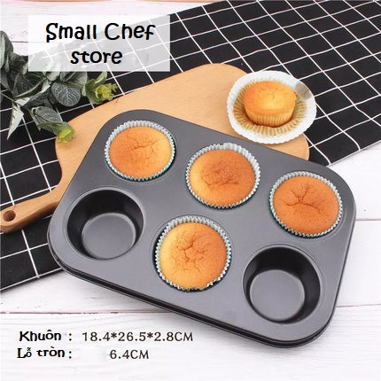 Khuôn nướng bánh cupcake 6 lỗ và 12 lỗ (màu đen)