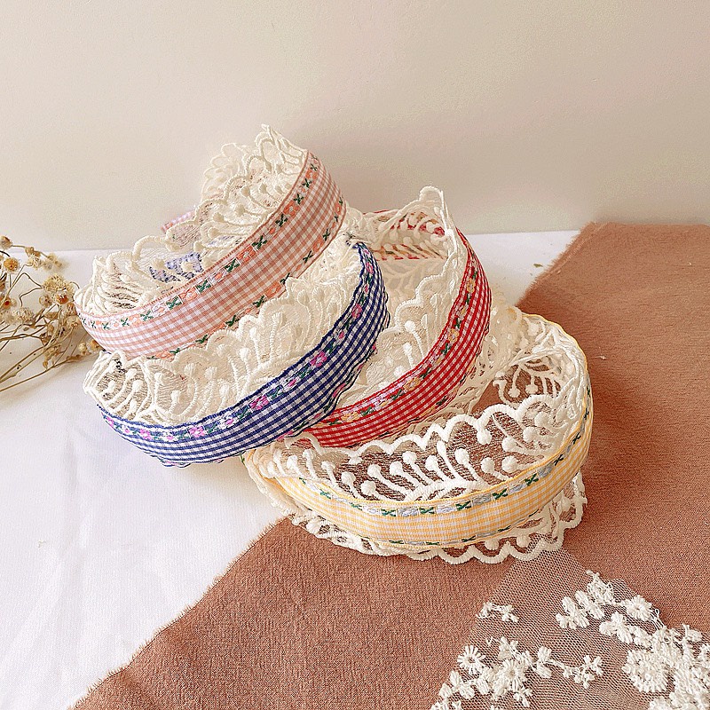 Bờm cài tóc bé gái viền ren vintage phong cách Hàn Quốc, phù hợp với bé đi chơi, dã ngoại, chụp hình