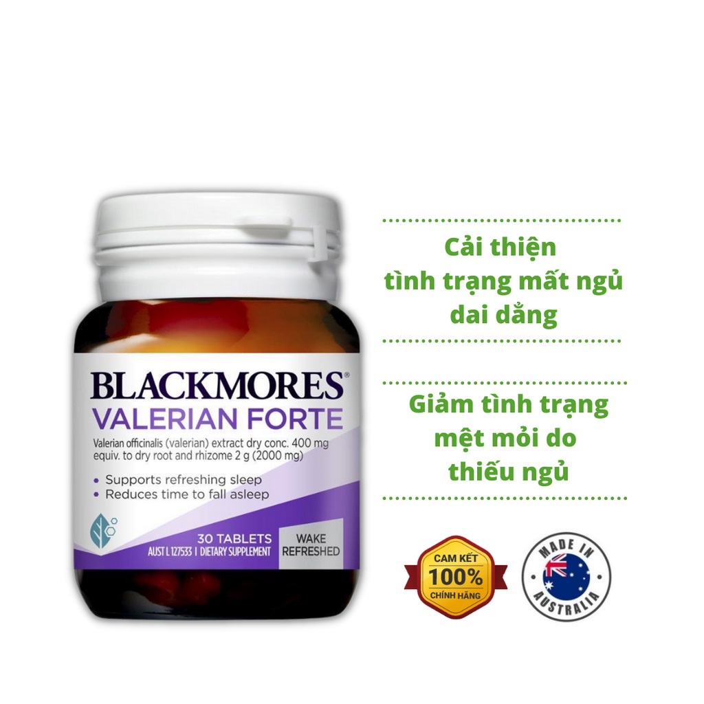 Giá Shock Viên Uống Hỗ Trợ Điều Hòa Giấc Ngủ Blackmores Valerian Forte 2000mg (30 Viên/Lọ) ÚC chính hãng mẫu mới