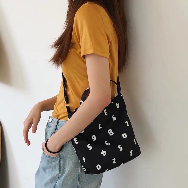 Túi tote size nhỏ số học ulzzang Hàn Quốc (có sẵn, hình thật)