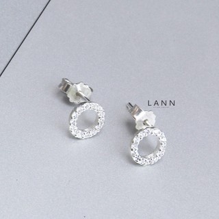 Khuyên Đường Tròn Đá BẠC S925 LANN E015