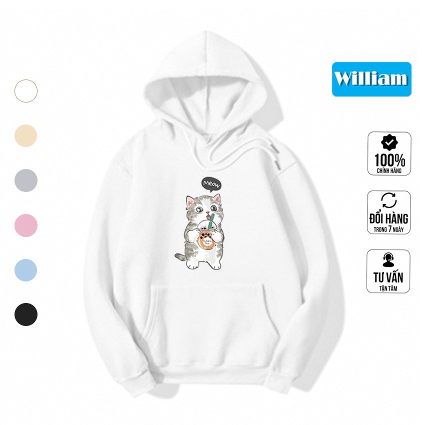 Áo hoodie nam nữ hình Mèo dễ thương chất nỉ bông dày dặn, in Pet cao cấp William - DS217