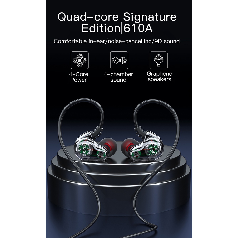 610a Model Type-c Tai nghe treo tai có dây Trò chơi thể thao In-ear Thích hợp cho Huawei Xiaomi