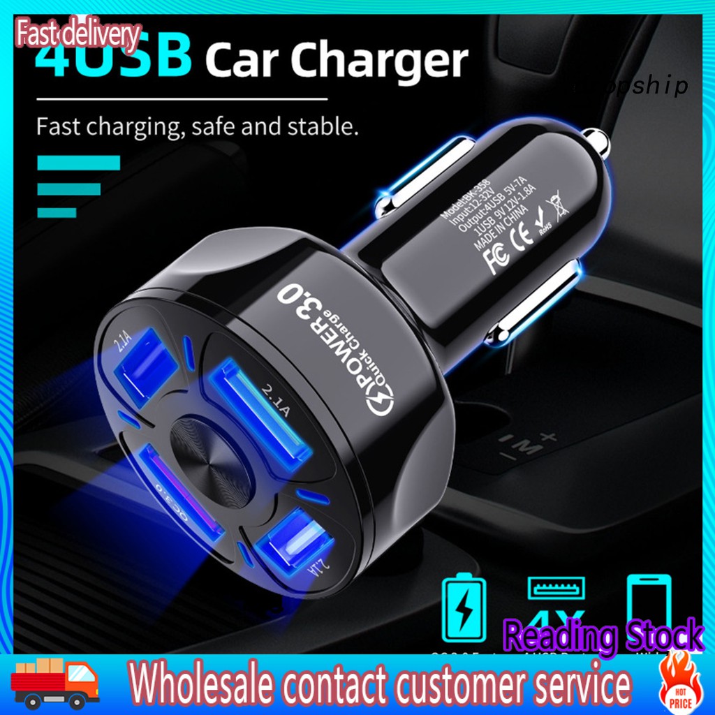 Tẩu sạc nhanh QC3.0 4 cổng USB chất lượng cao chuyên dùng cho điện thoại