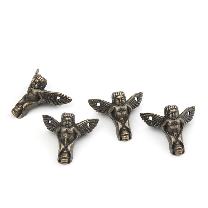 Set 4 phụ kiện bọc góc hộp gỗ bằng đồng phong cách cổ điển độc đáo