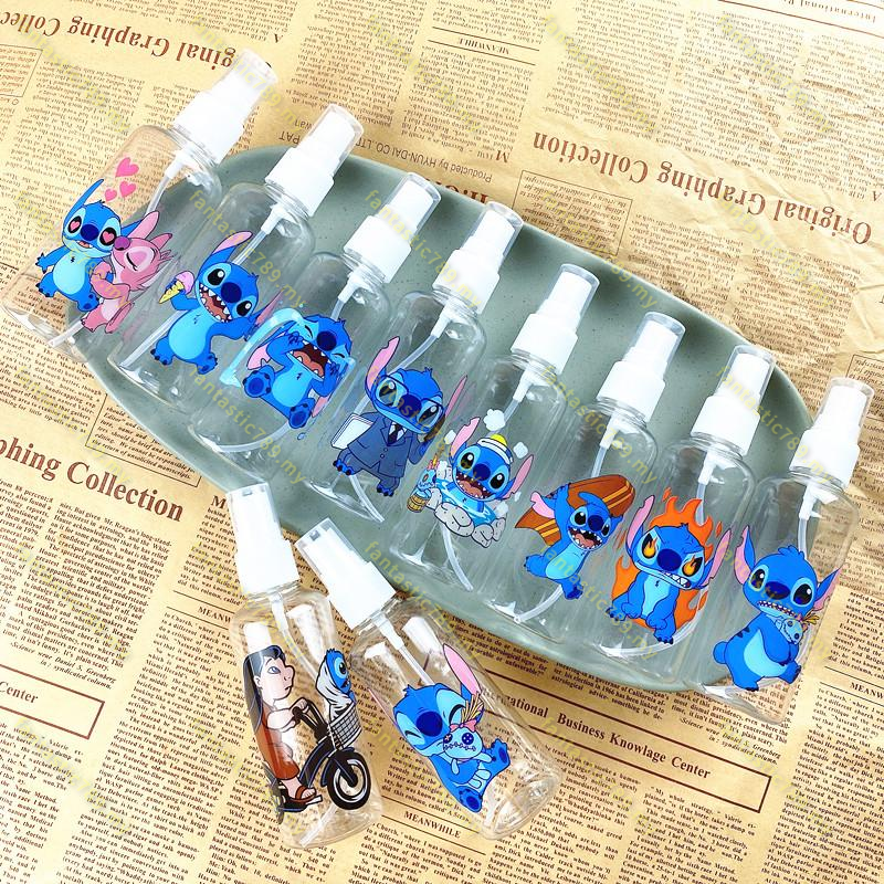 1 Chai Nhựa Rỗng Trong Suốt Đựng Mỹ Phẩm Dạng Xịt 100ml Họa Tiết Stitch Dễ Thương