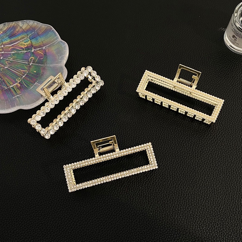 Kẹp tóc kim loại đính đá/ ngọc trai cỡ lớn phong cách Hàn Quốc