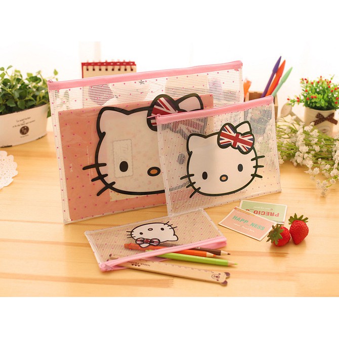 ☘ TÚI LƯỚI A4 ĐỰNG HỒ SƠ, SÁCH VỞ, GIẤY TỜ HELLO KITTY ☘