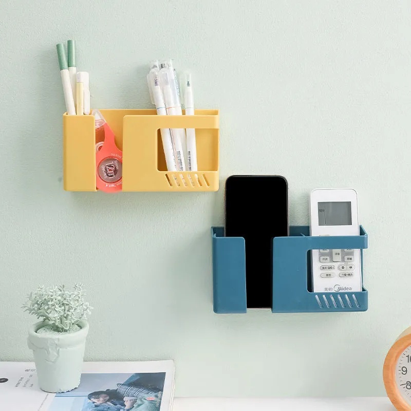 1 hộp đựng điều khiển từ xa hai ngăn gắn tường đa năng tiết kiệm không gian cho nhà ở