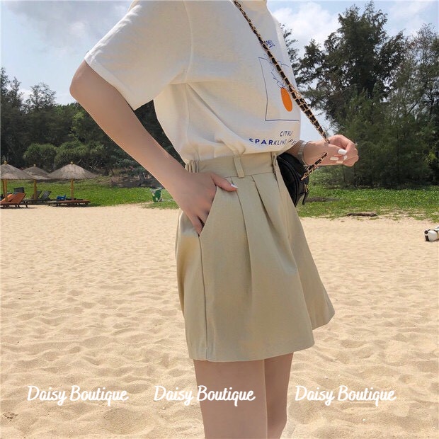 [Hàng Dày Dặn Loại 1] Quần Đùi Quần Short Kaki Cài Cúc Dáng A Daisy Boutique