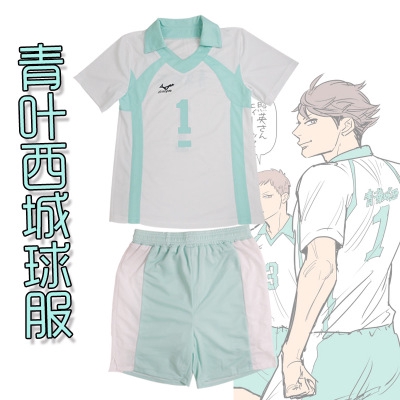 Bộ đồng phục áo thun tay ngắn và quần short cosplay nhân vật Aoba Johsai Oikawa Tooru trong Haikyuu chất lượng cao