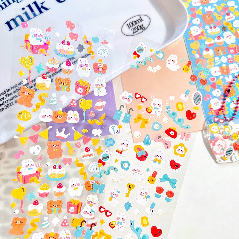 Miếng Dán Hình Thú Cưng Hoạt Hình Màu Bạc Lấp Lánh Độc Đáo Trang Trí DIY