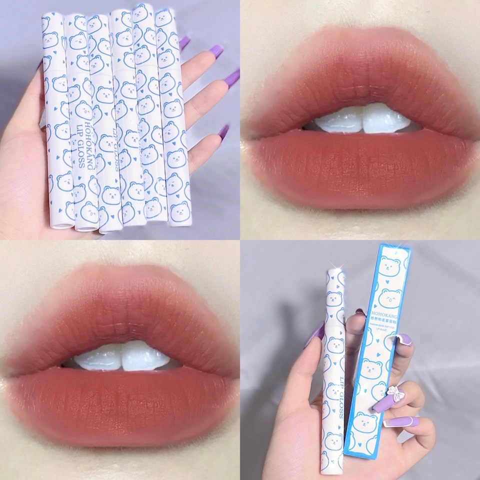 Son Môi Hohokang Màu Nhung Lì Họa Tiết Gấu Dễ Thương