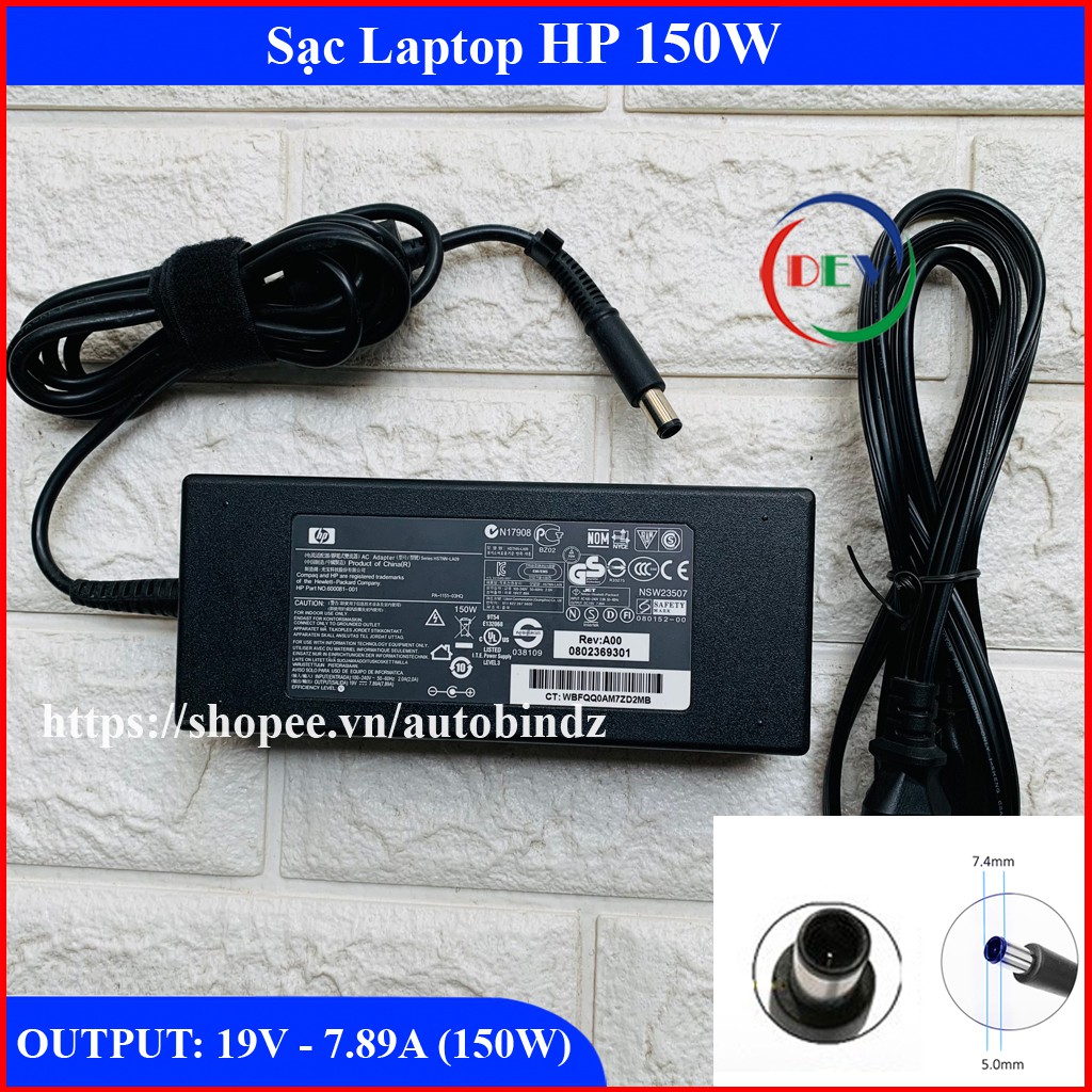 Sạc Laptop HP 8570w 8560w 8540w 19V 7.89A / 19.5V 7.69A (150w) Hàng ZIN Cao Cấp (Adapter HP 150w)