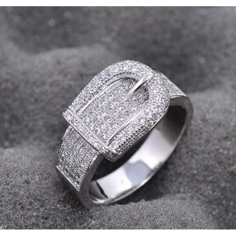 Nhẫn Bạc Đính Đá Sapphire Trắng Sang Trọng