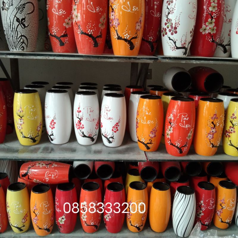 Lọ hoa tài lộc cao 32cm. Hàng sứ Bát Tràng