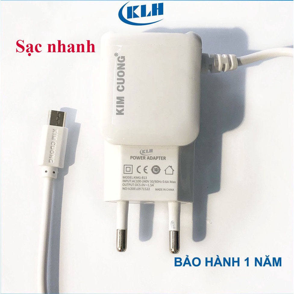 Bộ sạc Kim Cương KMG-813 chân micro USB 1.5A tích hợp thêm cổng sạc phụ USB, chuyên dụng cho samsung oppo