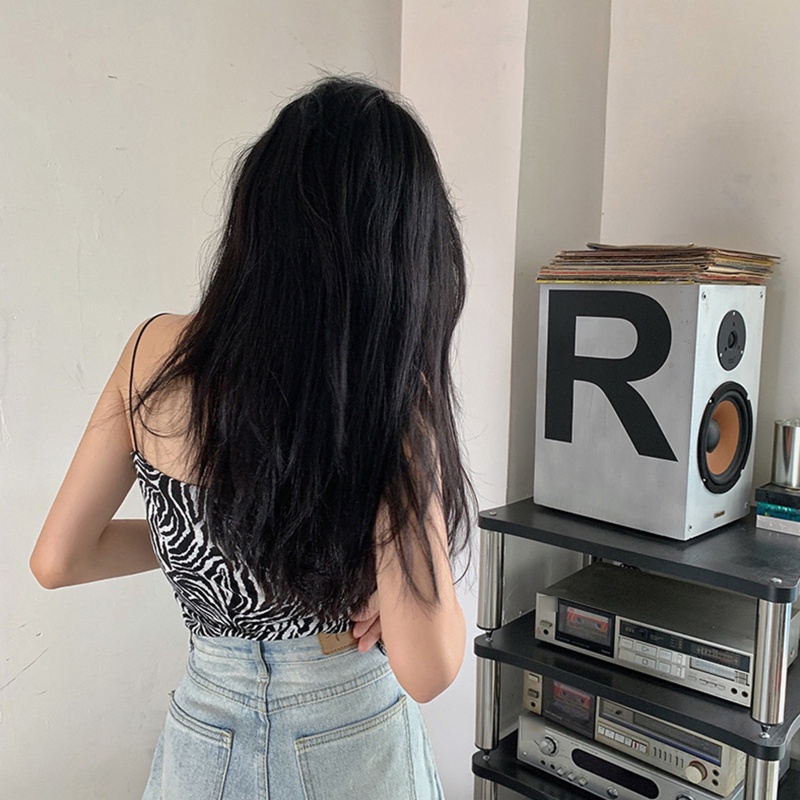 Áo Croptop Hai Dây In Họa Tiết Ngựa Vằn Đơn Giản Thời Trang Mùa Hè