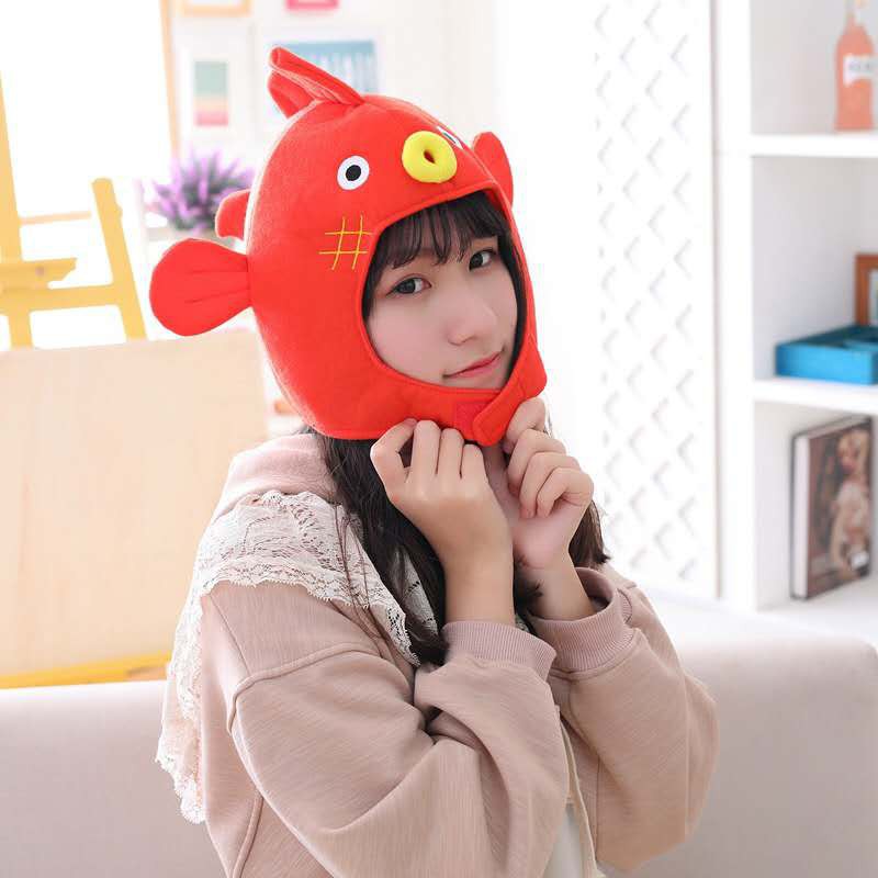 Mũ trùm đầu hình cá nóc nhồi bông dễ thương