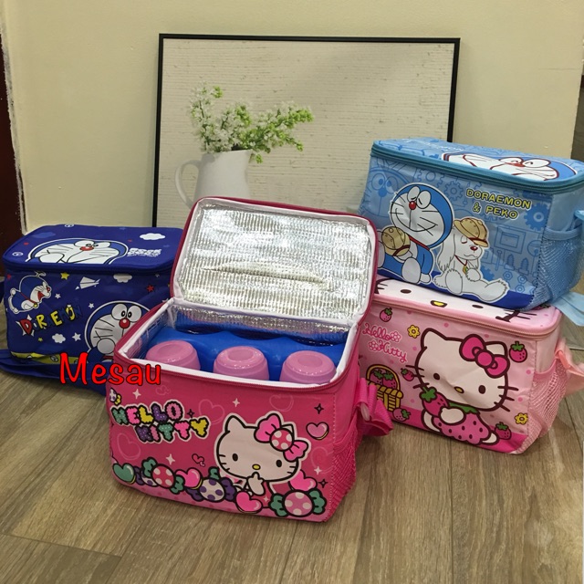 [Combo túi giữ nhiệt Hello Kitty, Elesa, doremon, sanena kèm 2 đá khô giữ lạnh]