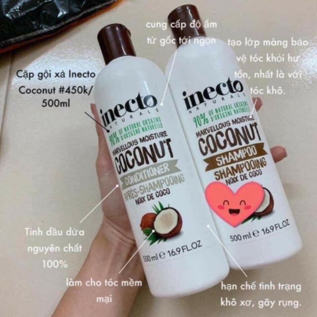 GIÁ SIÊU HỦY DIỆT BỘ DẦU GỘI XẢ DỪA INECTO COCONUT CHINHS HÃNG BOOTS THÁI LAN