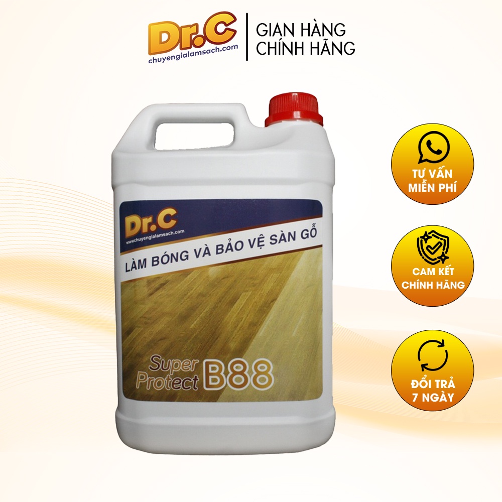 Dung Dịch Phủ Bóng Tạo Lớp Bảo Vệ Sàn, Chống Trơn Trượt Sàn Gỗ Dr.C Can 5 Lít - B88 - 03