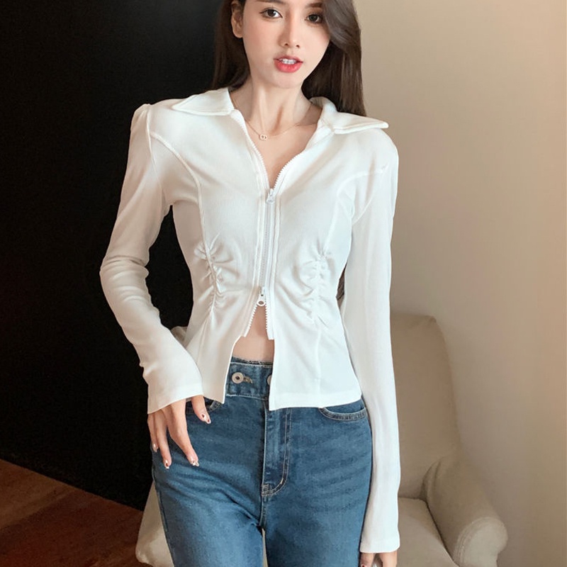 IELGY  Áo cardigan Tay Dài Cổ Chữ V Dáng Ôm Thời Trang Dành Cho Nữ