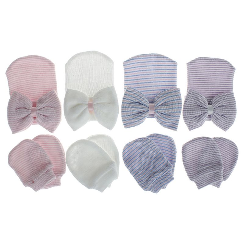 Bộ 2 Găng Tay Chống Xước Bảo Vệ Giữ Ấm Cho Bé Sơ Sinh